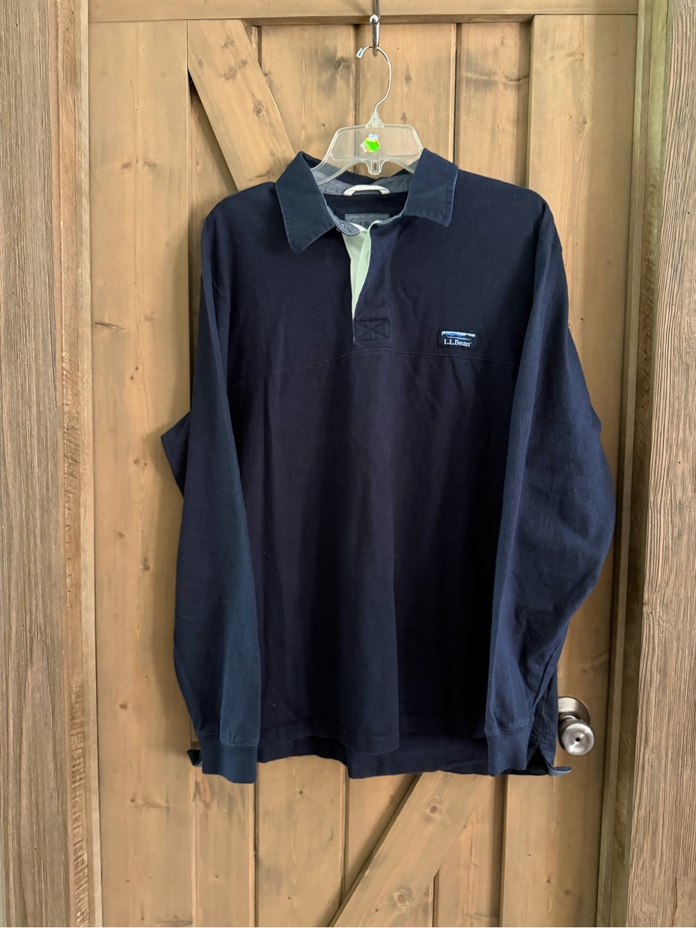 L.L.Bean Lakewashed Rugby Shirt Mens Large Navy Blue Long Sleeve Traditional Fit